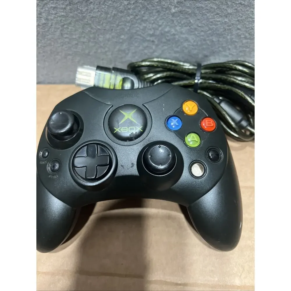 Original Xbox OEM S Type Black Controller With Breakaway Cable